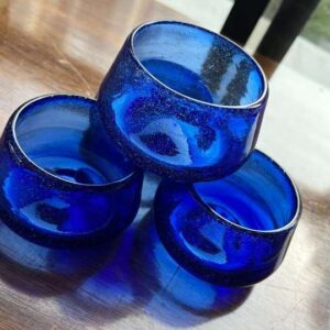 Mezcaleros Azules Vidrio Soplado 4pz